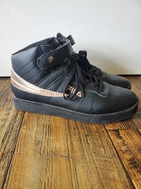 FILA High-Top Sneakers in Black with Gold Accent